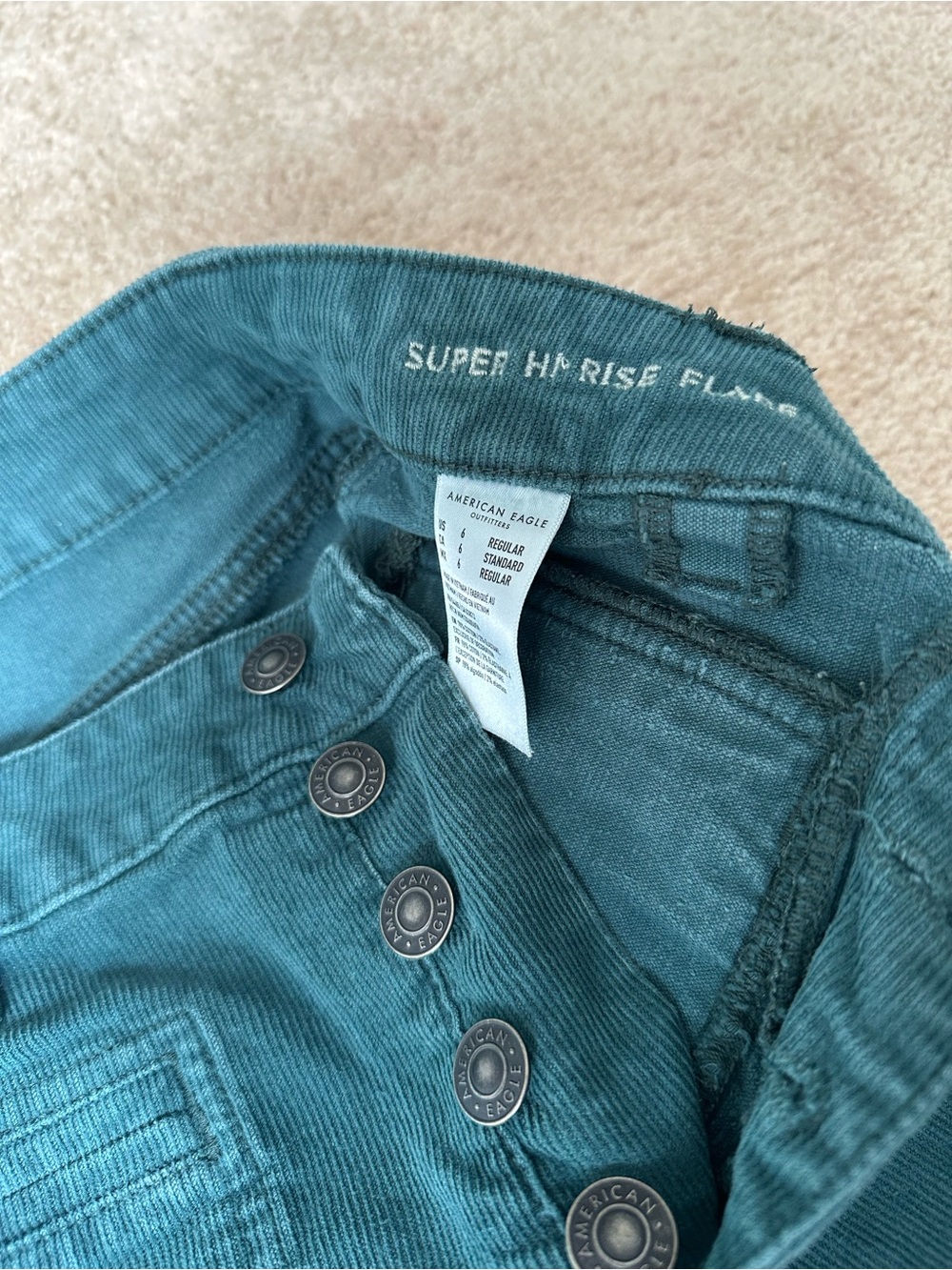 American Eagle Outfitters High-Rise Button-Front Jeans - Teal